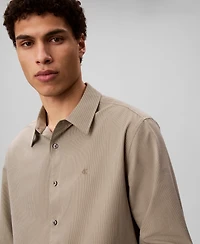 Calvin Klein Men's Yarn-Dyed Stripe Seersucker Classic Button-Down Shirt