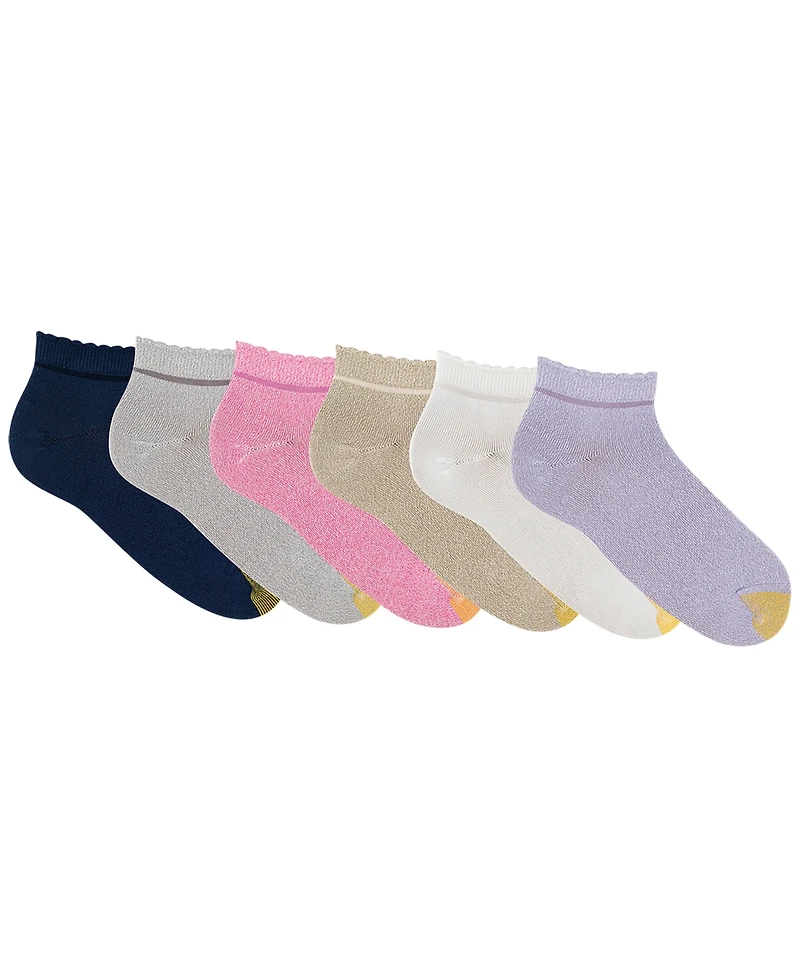 Gold Toe Women's Scalloped Edge Quarter Socks, 6-Pack