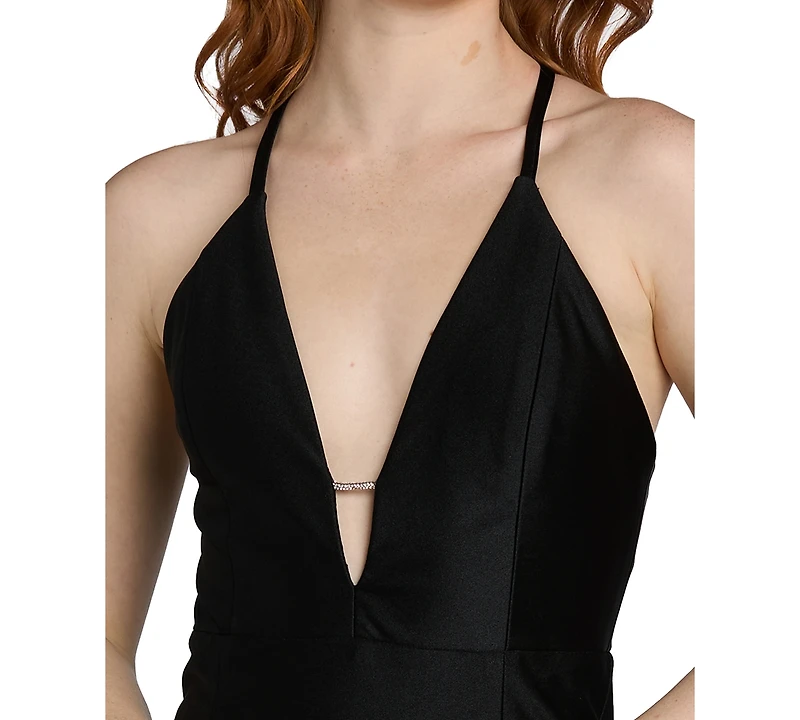 Morgan & Company Juniors' Side-Slit X-Back Gown