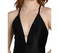 Morgan & Company Juniors' Side-Slit X-Back Gown