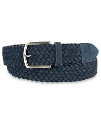 Tommy Hilfiger Men's Suede Braided Silver-Tone Finish Belt