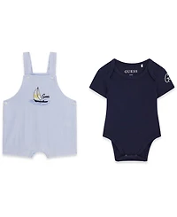 Guess Baby Boys' Short-Sleeve Bodysuit and Seersucker Shortall, 2-Piece Set