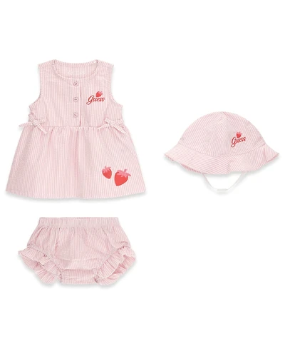 Guess Baby Girls' Sleeveless Dress, Matching Bloomer, and Hat Set