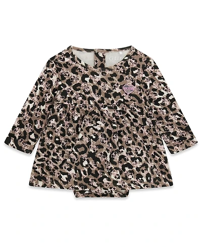 Guess Baby Girls' Interlock Long-Sleeve Bodysuit Dress