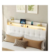 gaomon Full Size Bed Frame with 2 Storage Drawers, Upholstered Bed Frame Full with Led Light