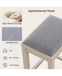 Gymax 4 Pcs Upholstered Wooden Bar Stools Bar Height Chairs Dining