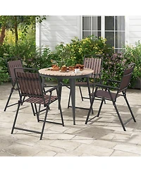 Gymax 4 pcs Patio Folding Chairs Portable Outdoor Dining Chairs w/ Pp Seat & Back