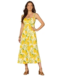 Democracy Petite Smocked Back V-Neck Printed Tank Dress