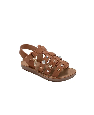 Bebe Toddler Girl's Fashion Sandals – Dressy Shoes with Decorative Metal Charms