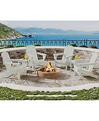 gaomon Folding Adirondack Chair Set of 4 with 2 Side Table, Hdpe Outdoor Patio Chair with Cup Holder, All Weather Resistent Wooden Textured for patios