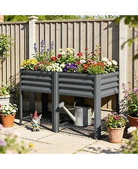 Outsunny Raised Garden Bed with Storage Shelf 31.5" High,