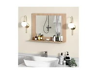Slickblue 23.5x17.5 Inch Rectangle Bathroom Mirror with Wood Shelf