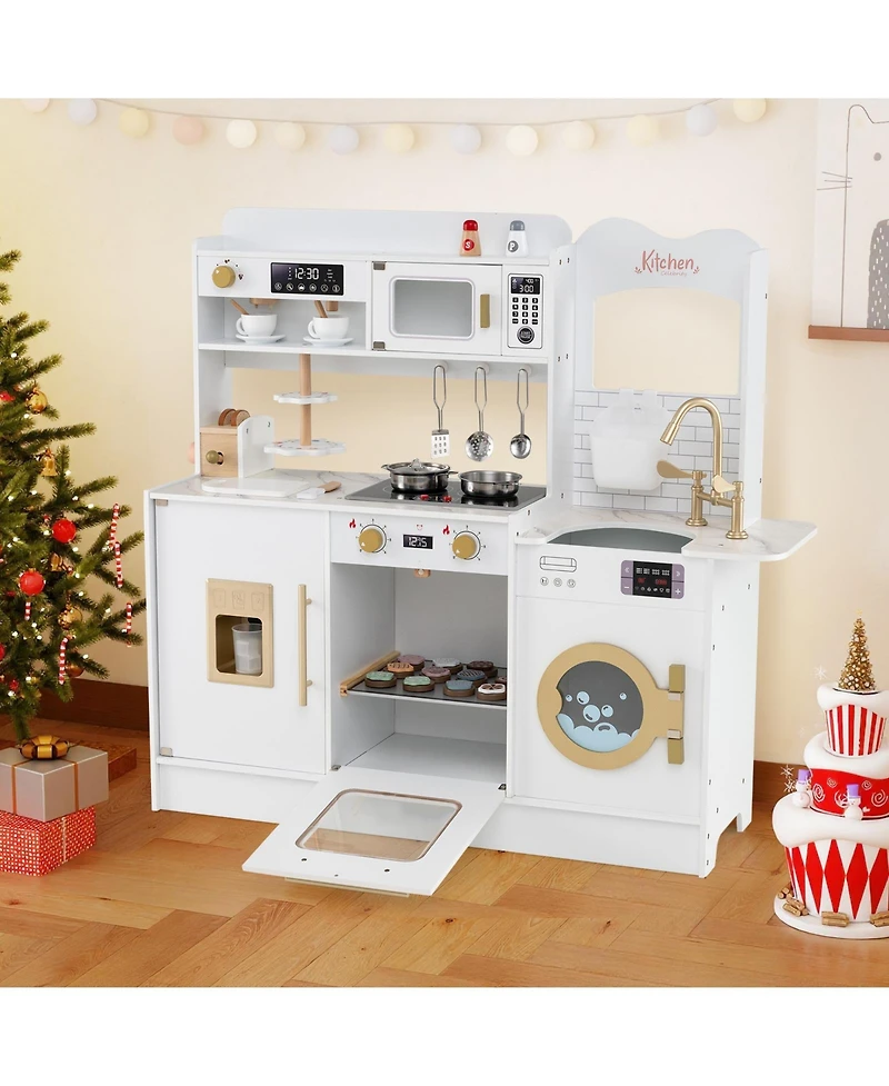 Slickblue Pretend Play Kitchen for Kids with Interactive Lights and Sound