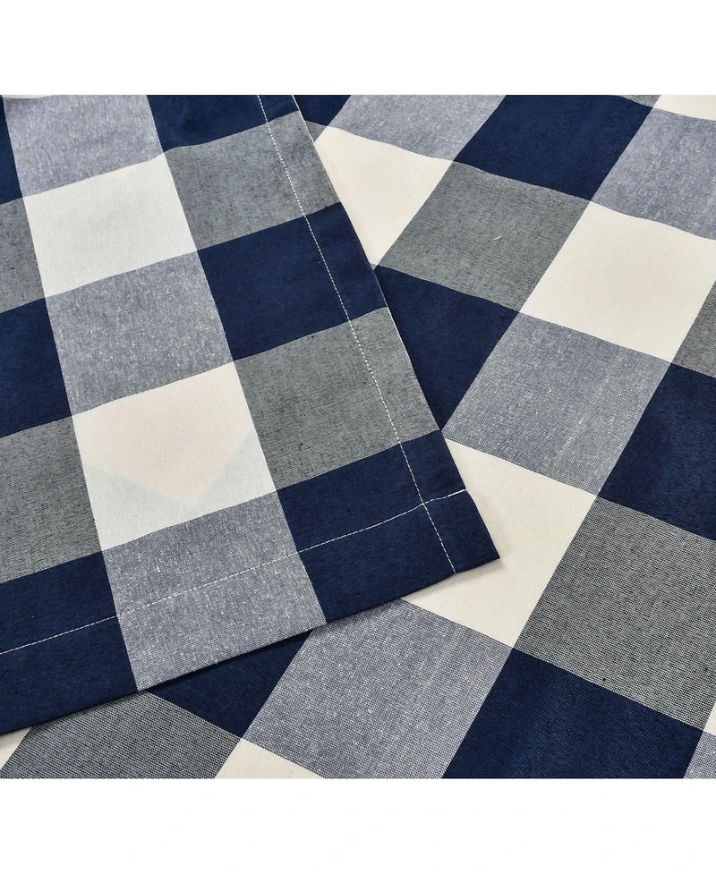 Kate Aurora Country Farmhouse Rod Pocket Buffalo Plaid Gingham Tie Up Window Curtain Panel