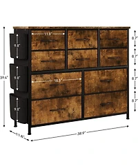 gaomon 10-Drawer Fabric Dresser Chest: Spacious Organizer with Side Pockets & Hooks