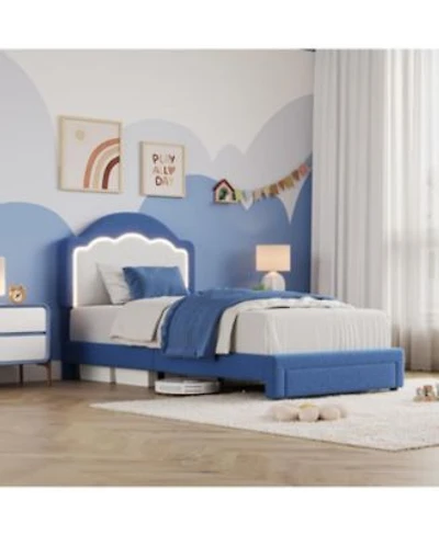 Gaomon Bed Frame With Adjustable Headboard Sherpa Fleece Upholstered Platform Bed Frame With Led Lights 750 Lb Capacity Wooden Slats Support