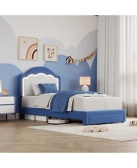 Gaomon Bed Frame With Adjustable Headboard Sherpa Fleece Upholstered Platform Bed Frame With Led Lights 750 Lb Capacity Wooden Slats Support