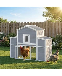 PawHut arge Chicken Coop, Wooden Chicken House with 2 Nesting Boxes