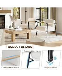 gaomon Modern Accent Chair with Metal Frame,Cozy Reading Chair Upholstered in Plush 420g Teddy Sherpa Fabric, Mid Century Style