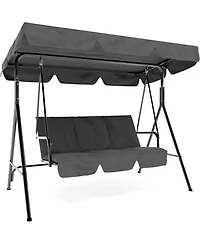 gaomon 3 Seat Outdoor Patio Swing Chair with Adjustable Canopy - Heavy Duty Textilene Porch Swing with Armrests