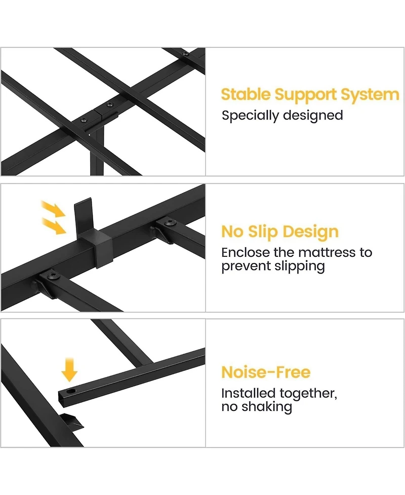 gaomon Sturdy Metal Platform Bed Frame, 6 Inch, Heavy Duty Steel Slats, Noise-Free, Slip-Resistant, Underbed Storage, Easy Assembly.