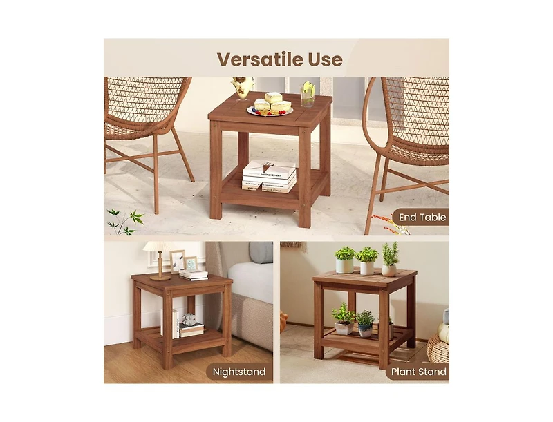 Slickblue Patio 2-Tier Outdoor Side Table with Lower Storage Shelf