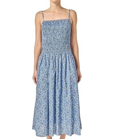 English Factory Women's Checked Smocked Midi Dress