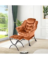 gaomon Lazy Chair with Ottoman, Modern Lounge Leisure Sofa Armchair with Footrest,Reading Armchair with Side Pocket for Living Room, Bedroom