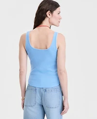 On 34th Women's Button-Down Contrast-Stitch Rib Tank Top, Macy's Exclusive
