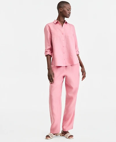 Charter Club Women's 100% Linen Drawstring Pants, Created for Macy's