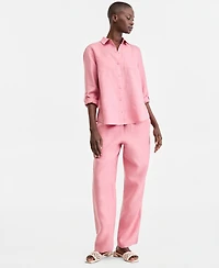 Charter Club Women's 100% Linen Drawstring Pants, Created for Macy's