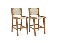 Slickblue Patio Counter Height Bar Stool with Durable Teak Wood Frame