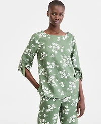 Charter Club Women's 100% Linen D-Ring Top, Created for Macy's