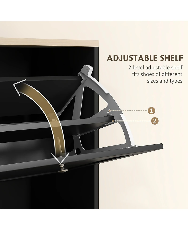 Homcom Modern Shoe Cabinet with 3 Flip Drawers for 18 Pairs