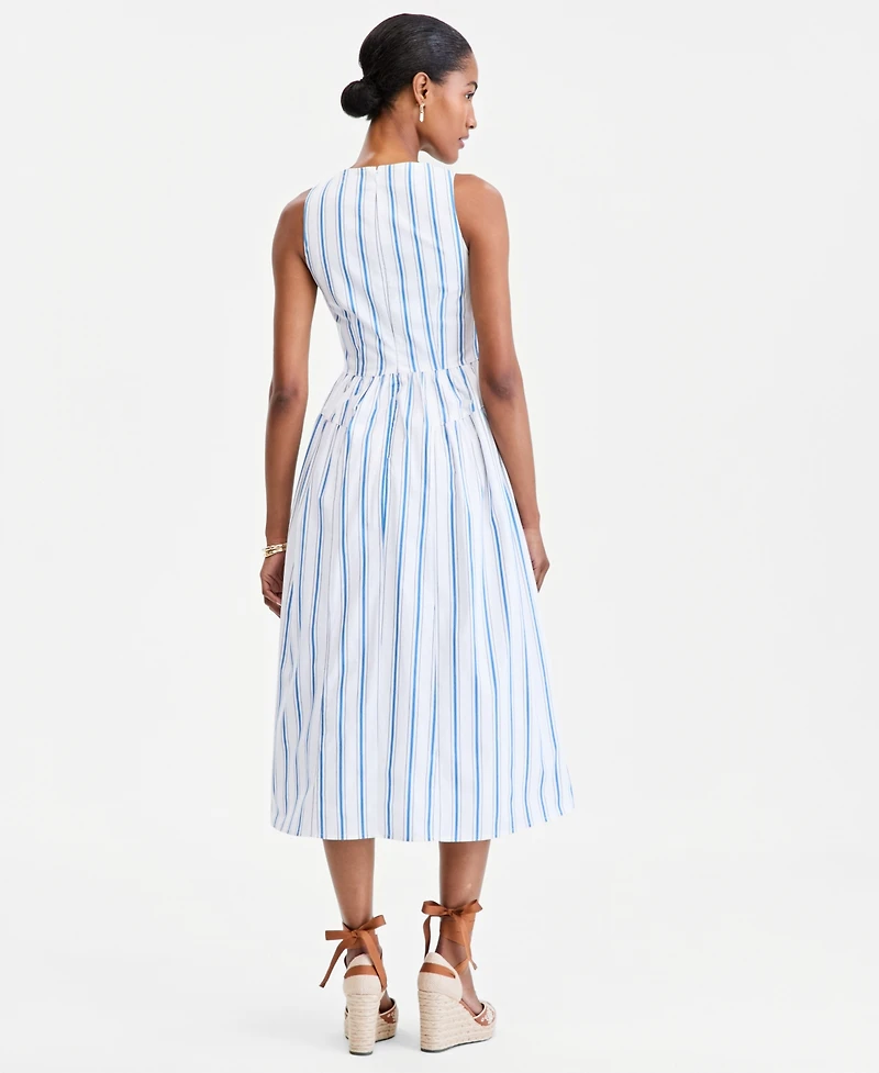 On 34th Women's Cotton Bayside Stripe Drop-Waist Midi Dress, Macy's Exclusive