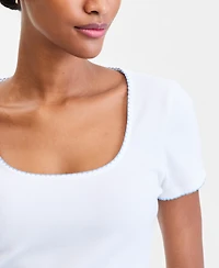 On 34th Women's Scoop-Neck Rib Contrast-Stitch Top, Macy's Exclusive