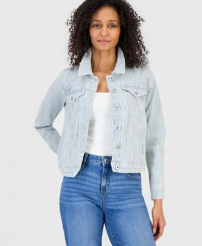 Style Co Womens Striped Denim Jacket Macys Exclusive