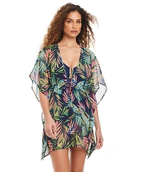 Beyond Control Women's V-Neck Printed Swim Caftan
