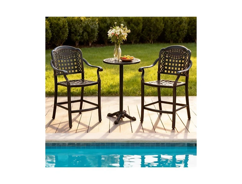 Slickblue Cast Aluminum Outdoor Bar Chairs Set of 2 Counter Height