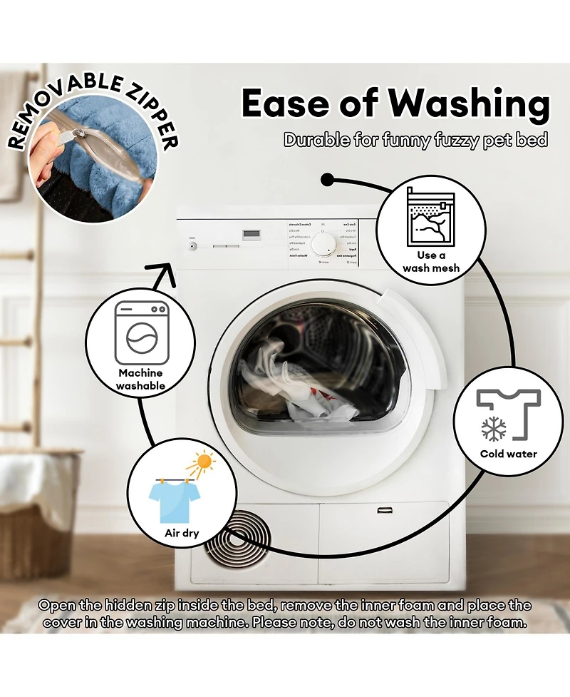 FunnyFuzzy Washable Fluffy Dog Sofa Bed