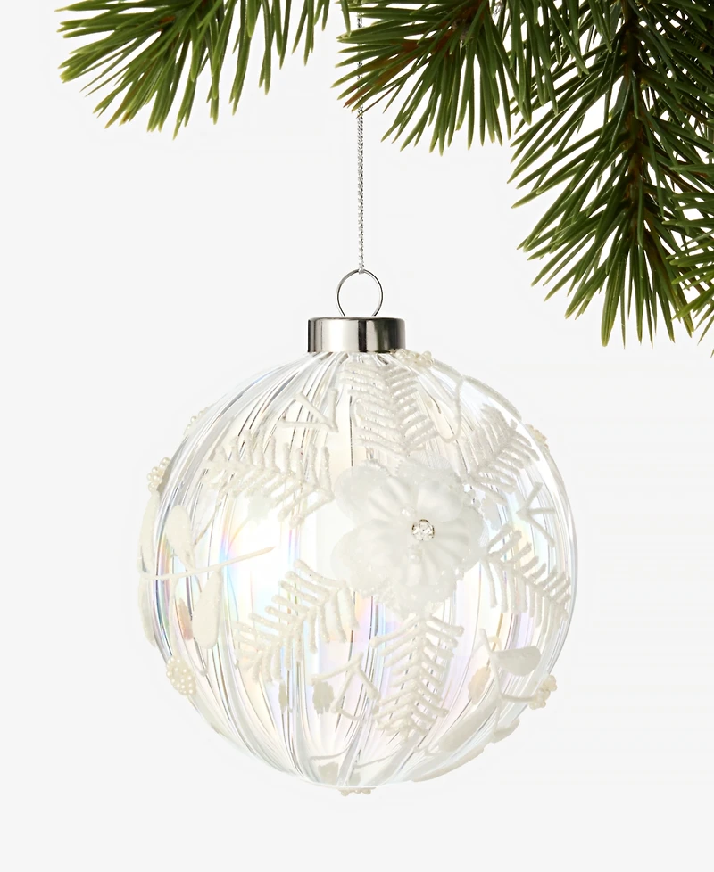 Holiday Lane Iced Delight Ball Ornament with Floral Pattern, Macy's Exclusive