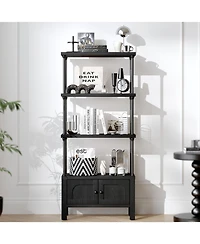 Sugift 54-Inch Tall Bookshelf Bookcase Shelving Unit with Storage Cabinet Heavy for Living Room/Office