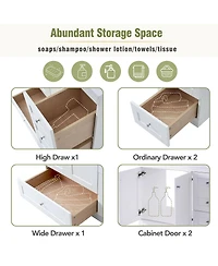 Sillysis 36" Shaker Bathroom Vanity with Resin Sink, 4 Soft Close Drawers & 2 Doors, Ample Storage for Modern Homes