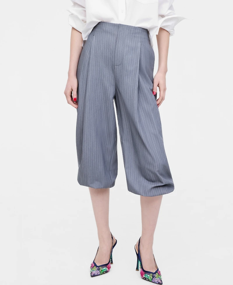 Women's Pinstripe Balloon-Leg Pants, Macy's Exclusive- Molly Rogers Capsule Collection