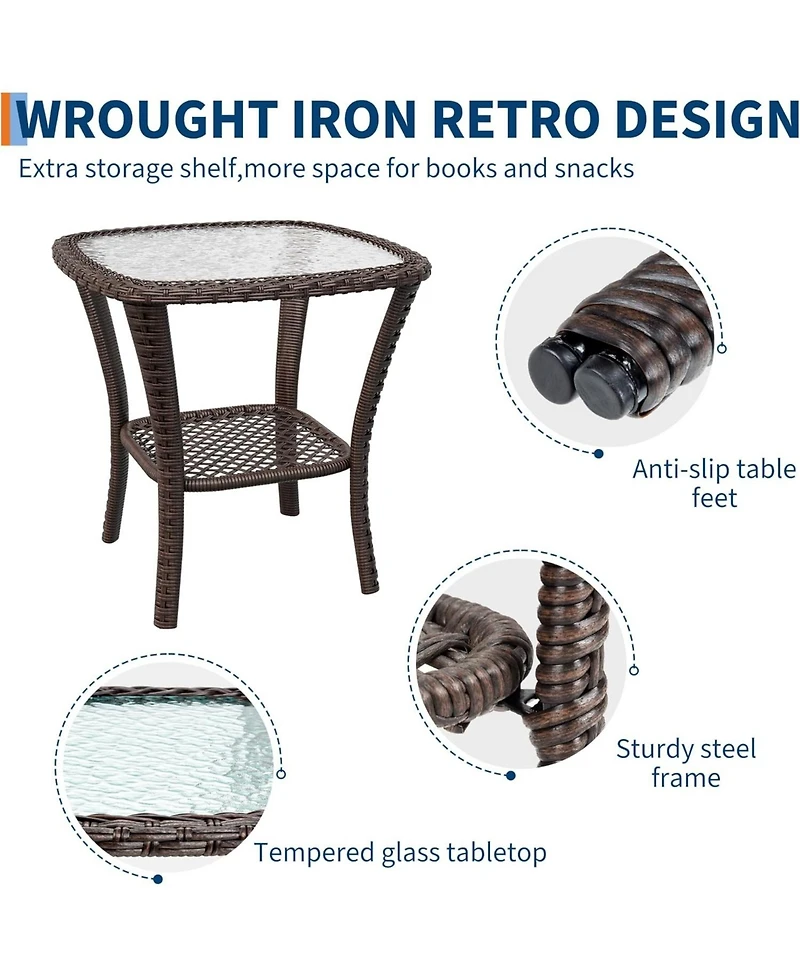 Gaomon Swivel Wicker Glider Patio Chairs, 3 Piece Outdoor Wicker Rattan Swivel Rocking Chair Set, 360-Degree Swivel Rocking Chair