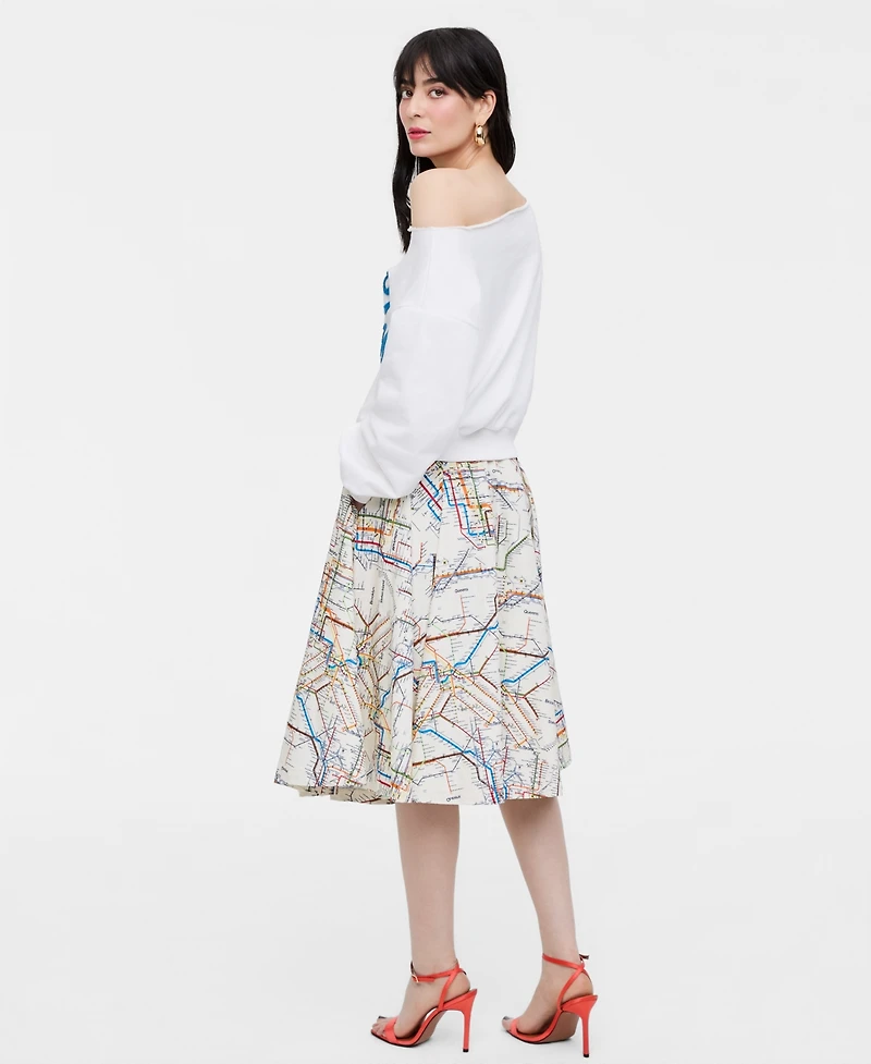 Women's Subway-Print Full Skirt, Macy's Exclusive- Molly Rogers Capsule Collection