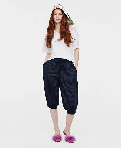 Women's Pinstripe Drawstring Jogger Pants, Macy's Exclusive- Molly Rogers Capsule Collection