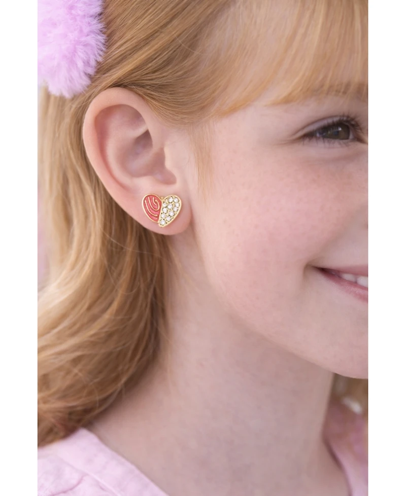 Chanteur Girls 18K Plated Heart Earrings with Sterling Screwbacks