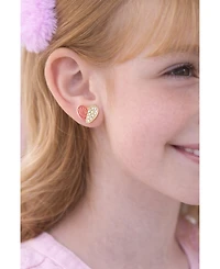 Chanteur Girls 18K Plated Heart Earrings with Sterling Screwbacks