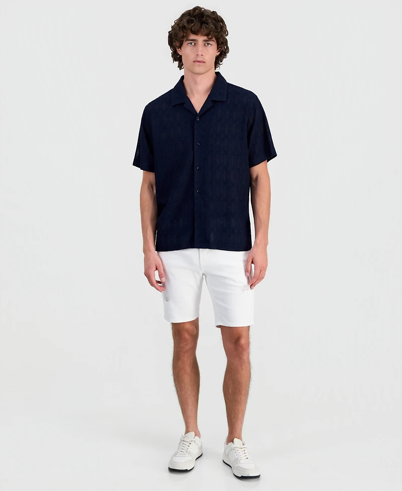 Guess Men's Coastal Crochet Resort Knit Shirt